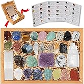 30 PCS Crystals and Stones Set, Natural Raw Healing Crystals and Tumbled Chakra Stones, Premium Protection Crystal Gift Kit D