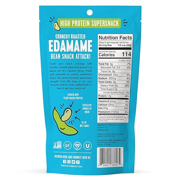 THE ONLY BEAN SEA SALT ROASTED EDAMAME BEANS, 4 OZ