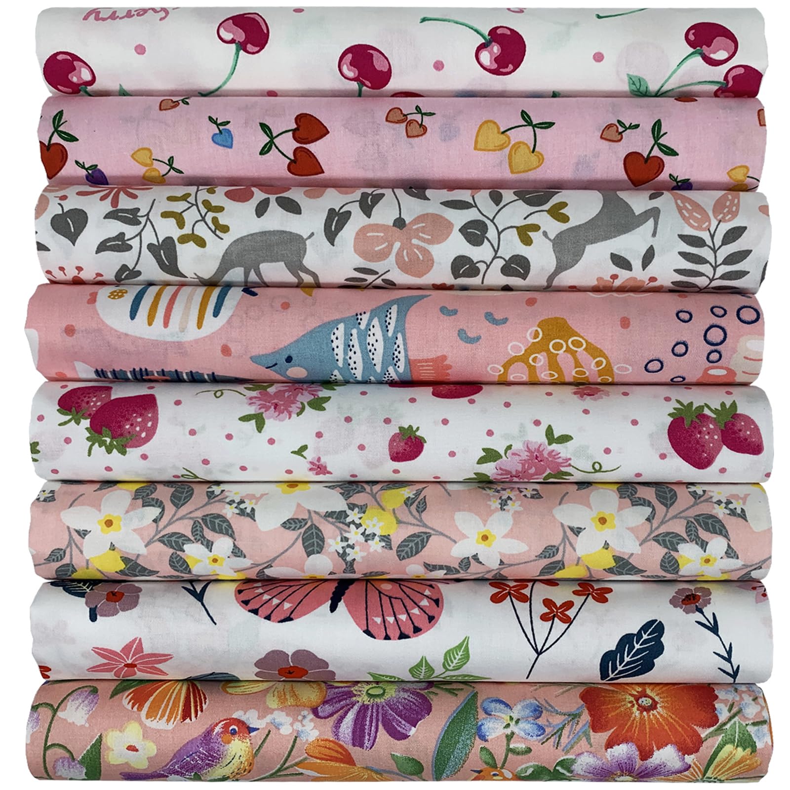 aufodara 8pcs Cotton Fabric Squares Patchwork 50 x 50cm Sewing Quilting Bundle DIY Crafting Fabric (Pink)