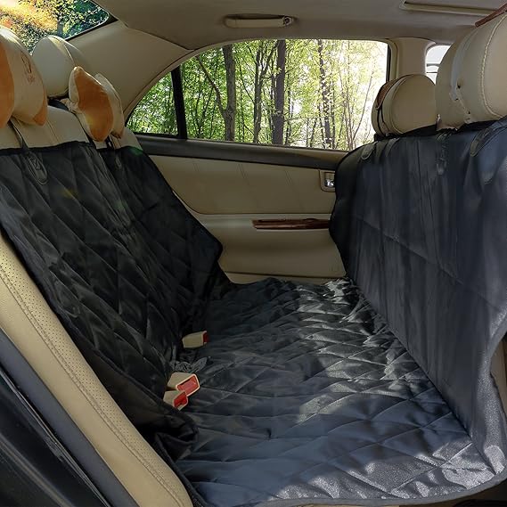 OUNACO-Protector Coche Perro de Tapicería para los Asientos Delanteras Hamaca Impermeable Antideslizante 59,70 x63,90 Pulgada Regalar 1 Cinturón de Seguridad y 1 Identificador