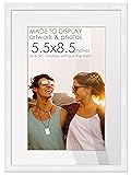 5.5x8.5 Frame White Wood with White Mat | 8.5x11