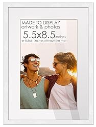 5.5x8.5 Frame White Wood with White Mat | 8.5x11