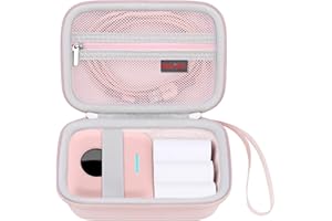 Elonbo Carrying Case Compatible with BRONA/Vicbear/HuiJuKeJi/Notebuddy/lazycozy Mini Sticker Printer, Bluetooth Smart Receipt Photo Printer Travel Bag, Inkless Thermal Printer Holder, Pink