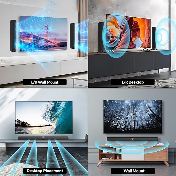 ASSISTRUST SOUND BAR FOR SMART TV, 60W SOUNDBAR WITH BLUETOOTH/ARC/OPT/AUX CONNECT, AUTO VOLUME BOOST, 3 EQUALIZER MODES, 2 IN 1 DETACHABLE SOUNDBAR FOR TV/PC/GAMING/PROJECTORS