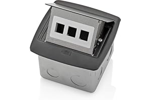 Leviton PFQP3-MB, Black Pop-Up Floor Box with 3-Port QuickPort Insert