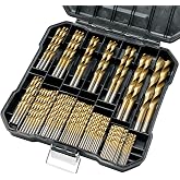 BeHappy 99 Pcs Drill Bit Set, 135&deg; Tip Titanium Coated High Speed Steel, Twist Drill Bit Kit for Iron, Aluminum Alloy, Copper, Wood, Plastic, with Hard Storage 1/16&ldquo;-3/8&rdquo;