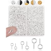 FIVEIZERO 600pcs Small Eye Pins for Jewelry Making &amp; DIY Crafts, Mini Eyelet Screws for Art Projects &amp; Bead Charms, Tiny Eye Hooks for Crafts (Gold &amp; Silver, 3 Sizes)