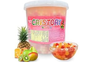 CRISTORY Mixed Fruits Bursting Popping Pearl Jar (6.82 lbs) Bubble Tea, Toppings for Beverages & Desserts