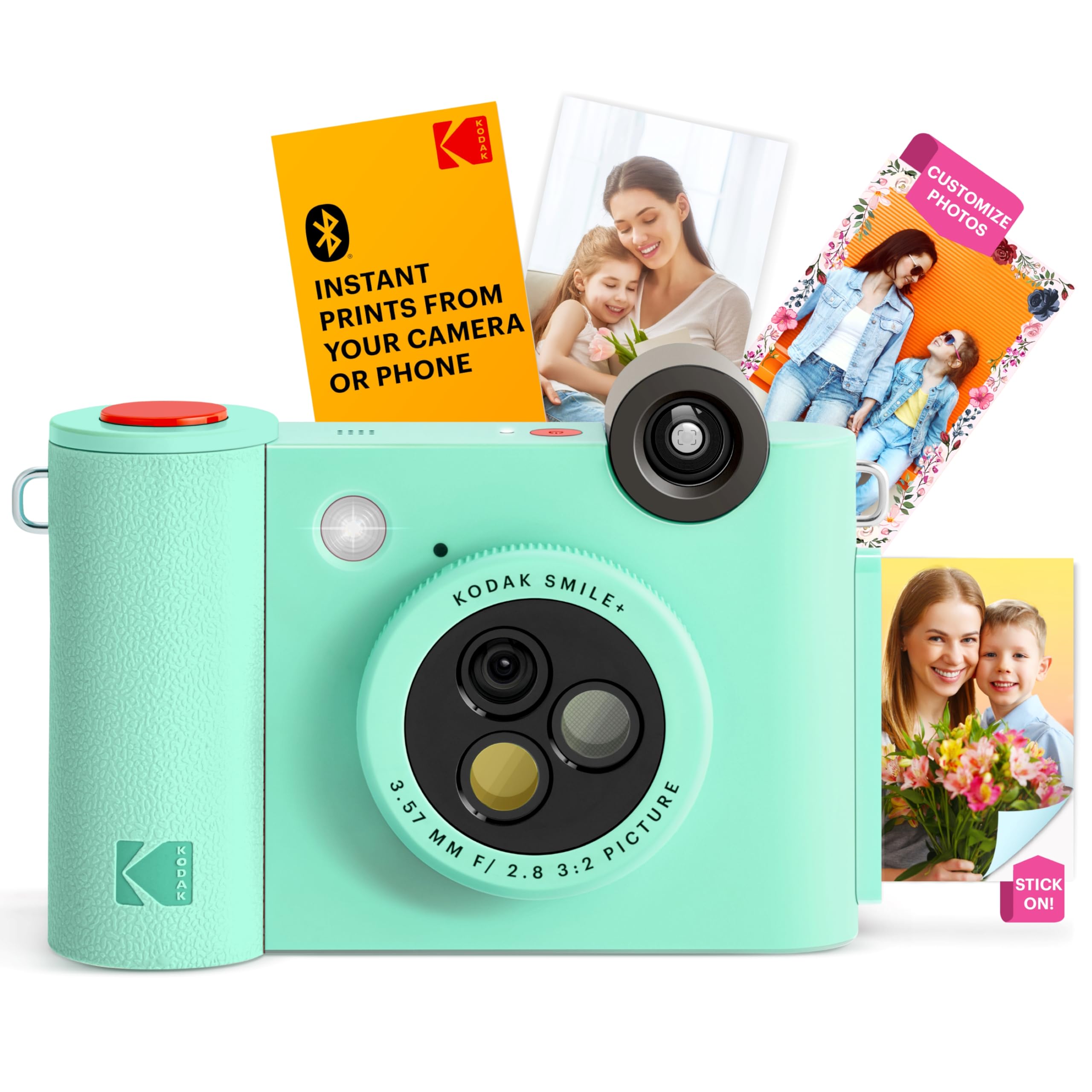 KODAK Smile+ 2-in-1 Digital Instant Camera & Wireless Bluetooth Photo Printer, 10MP, Special-Effect Rotating Lens, Zink 2x3" (5.1x7.5 cm) Sticky-Back Photos, Print via App from Smart Devices, Green