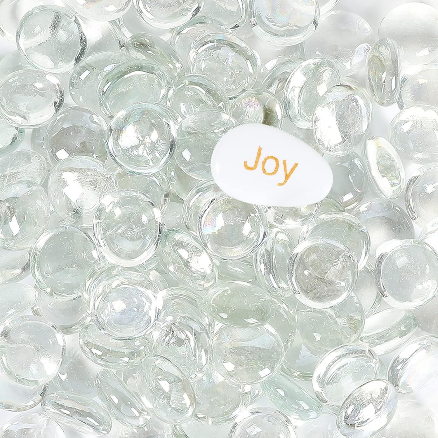 Vase Fillers - Ausluru 5LB Glass Gemstones Flat Glass Marbles, Round Glass Beads Glass Nuggets for Vase Filler, Ideal for Aquariums, Hydroponics Plants, Home Decor, Fireplace and DIY Craft, Clear