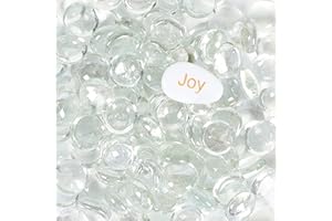 Ausluru 11LB Fire Glass Beads Flat Glass Marbles for Outdoor Fire Pit and Fireplace, Glass Gemstones for Vase Filler, Aquariums, Hydroponics Plants, Home Decor and Christmas DIY Craft, Clear