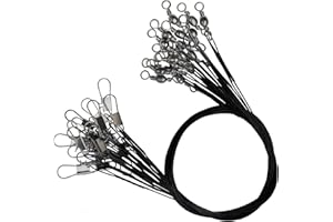 60pcs Stainless Steel Fishing Wire Leaders 11.81inch Black Nylon-Coated Fishing Line Leaders Rigging with Swivels Snaps Kit C
