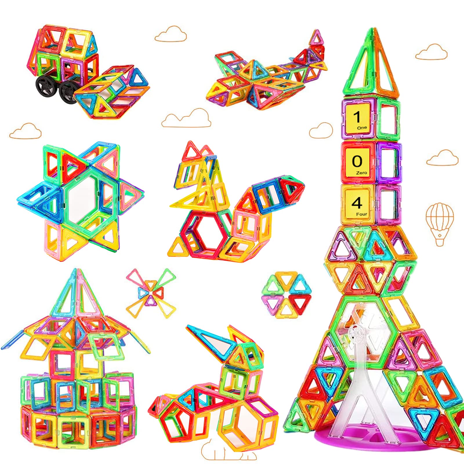 morkka Magnetic Building Blocks 46 Pieces Magnets Building Blocks Construction Blocks Educational Toy Set Creative Toy Car Great (46 Pieces) (104 Pieces)