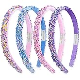 FROG SAC 4 Thin Headbands for Girls - Sequin Headband Set for Kids, Sprinkle Hair Bands for Children, Cute Sparkly Glitter Gi