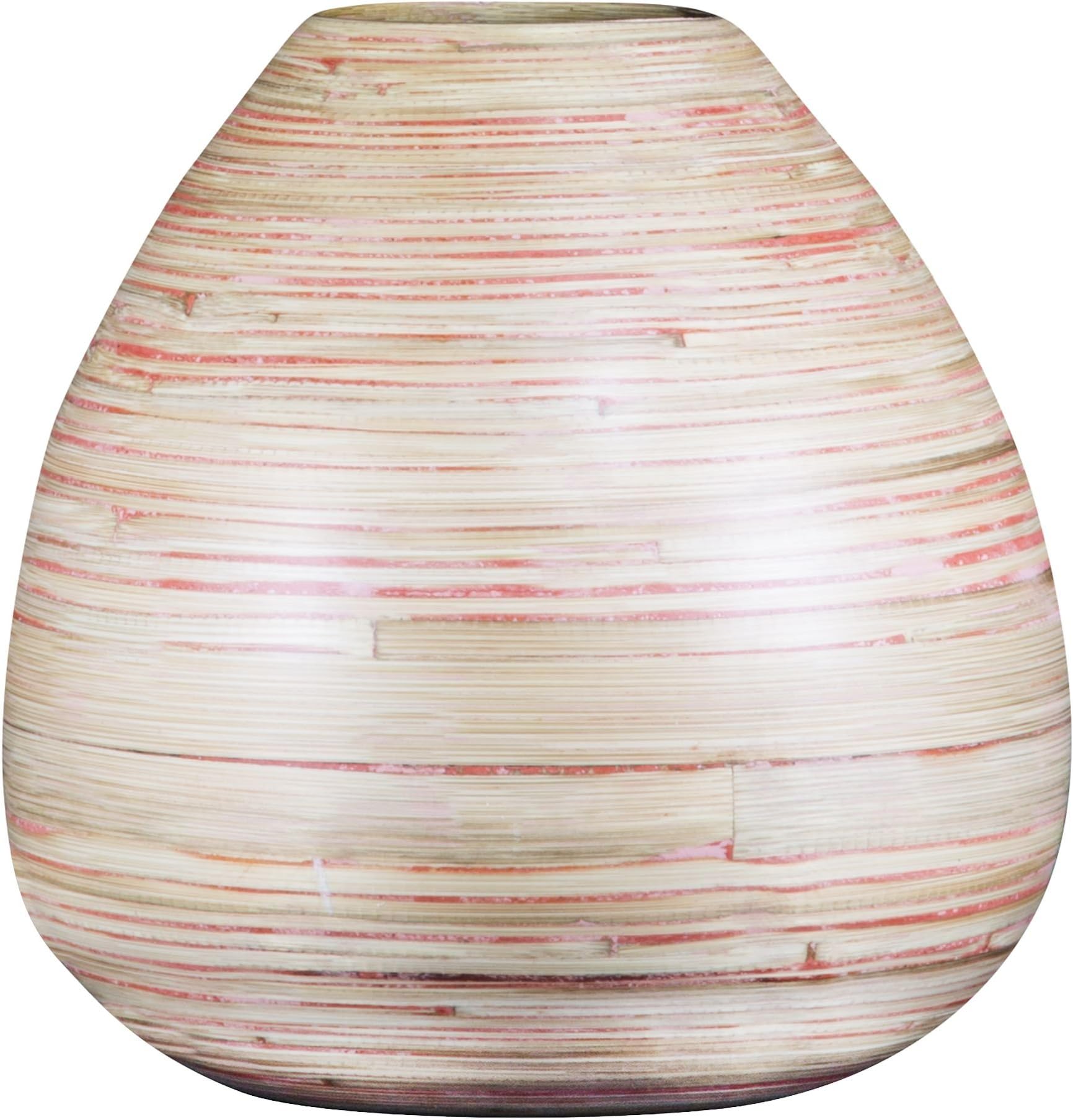 Zeesline Bamboo Vase Centerpiece - Wood Grain Design, 10.25" Tall ~ Décor for Living Room and Coffee Tables (Coral Grain 2)