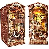 Spilay DIY Book Nook Kit,DIY Dollhouse Booknook Bookshelf Insert Decor Alley,Bookends Model Build kit,Handmade Crafts Gifts for Birthday Christmas and Valentine's Day (Wizarding World with LED)
