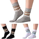 Mosithings Women's Slouchy Socks Soft Casual Calf Socks Retro Scrunch Crew Socks 3/4 Pairs