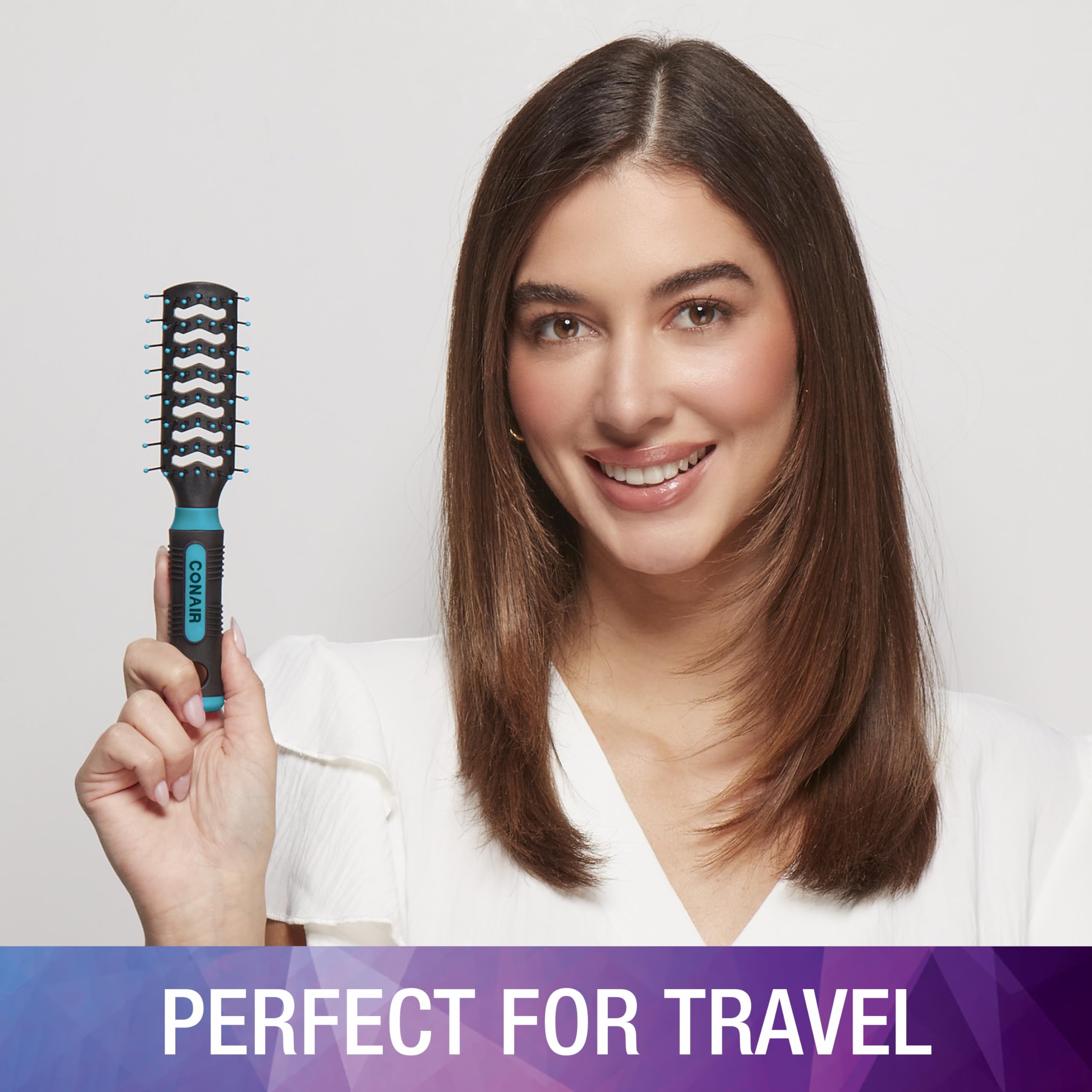 Conair Grip & Lift Vent Hairbrush 2PK, Full-Size and Mid-Size Brush Set, Nylon Bristle Hairbrushes for Blowout Styling, Value Pack
