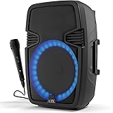 Audiobox ABX-160R 15-Inch Portable Bluetooth PA Speaker System with Karaoke Wired Microphone, Multi-Color Party Lights & Powerful Sound - Ideal for Parties, Public Announcements & Sing-Alongs