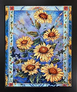 Framed Wall Decor Picture Country Sunflower Floral Flower Black Framed Art Print (18x22)