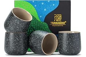 TEANAGOO Ceramic Japanese Tea Cup, 7.2Oz / 205 ml, Charcoal Grey, H17, 4 Pcs/Box, Occupied Japan Tea Cups, Chinese Tea Cup, A