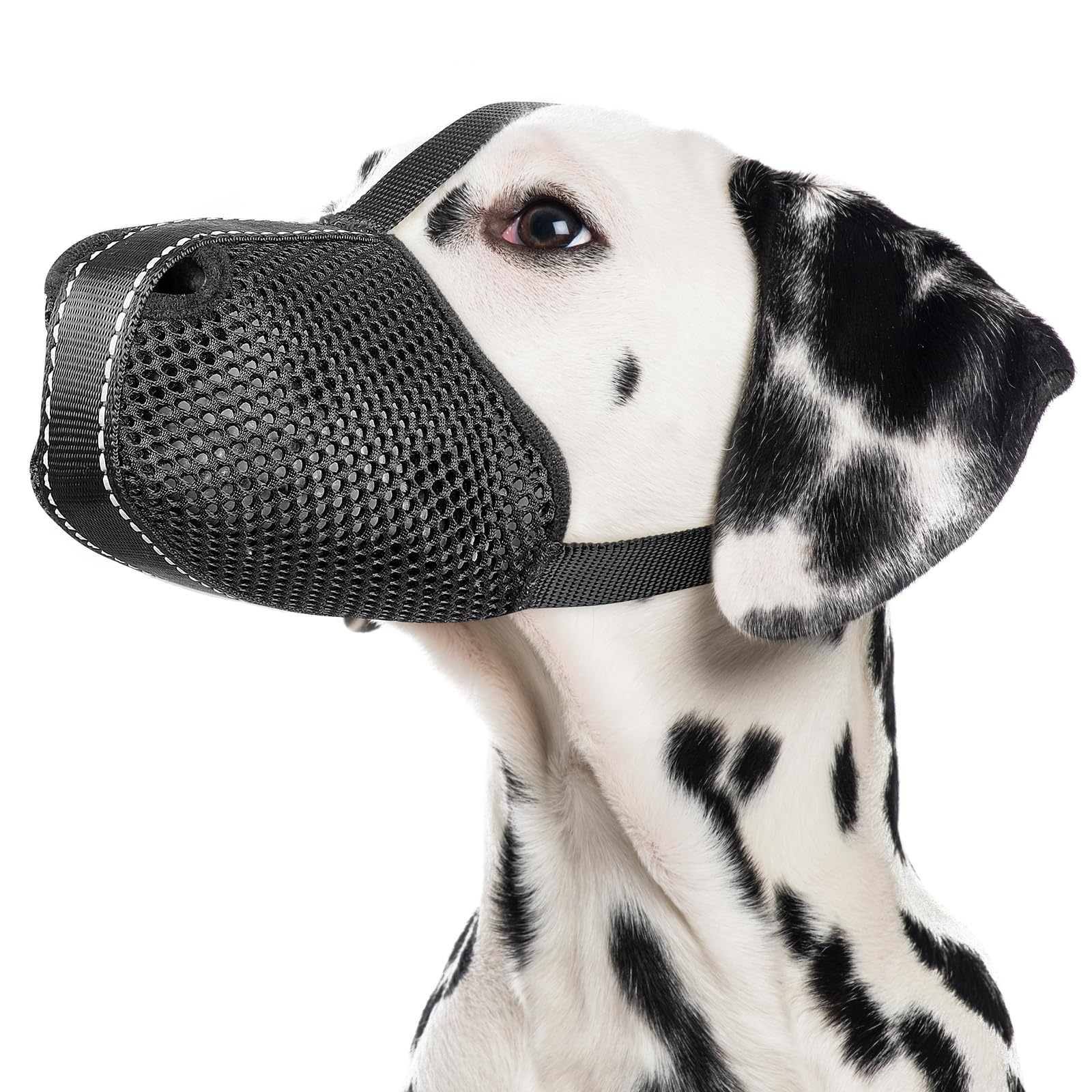 Photo 1 of Visiklit Dog Muzzle for Small Medium Large Dogs – Breathable Mesh Fabric Dog Mouth Guard, Adjustable Fit, Allows Drinking & Panting, No Barking, Biting for Training, Vet Visits, Grooming-Extra Small