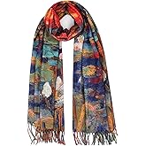 RonFoxi Reversible Pashmina Scarf - Double-Side Scarf For Women Winter Shawl Wrap Monet Van Gogh Art Printing Scarves