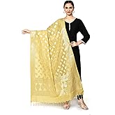 Naveera Banarasi Dupatta for Women – Kataan Silk Blend, Light Gold Zari Work, Ethnic Shawl/Scarf