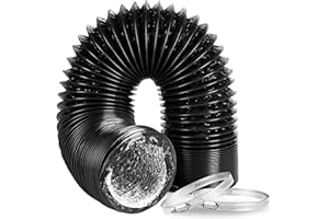 INFINIPOWER Flexible 8-Inch Aluminum Ducting, Dryer Vent Hose, Heavy-Duty Three-Layer Protection, 25-Feet Long for Heating Cooling Ventilation and Exhaust, Black