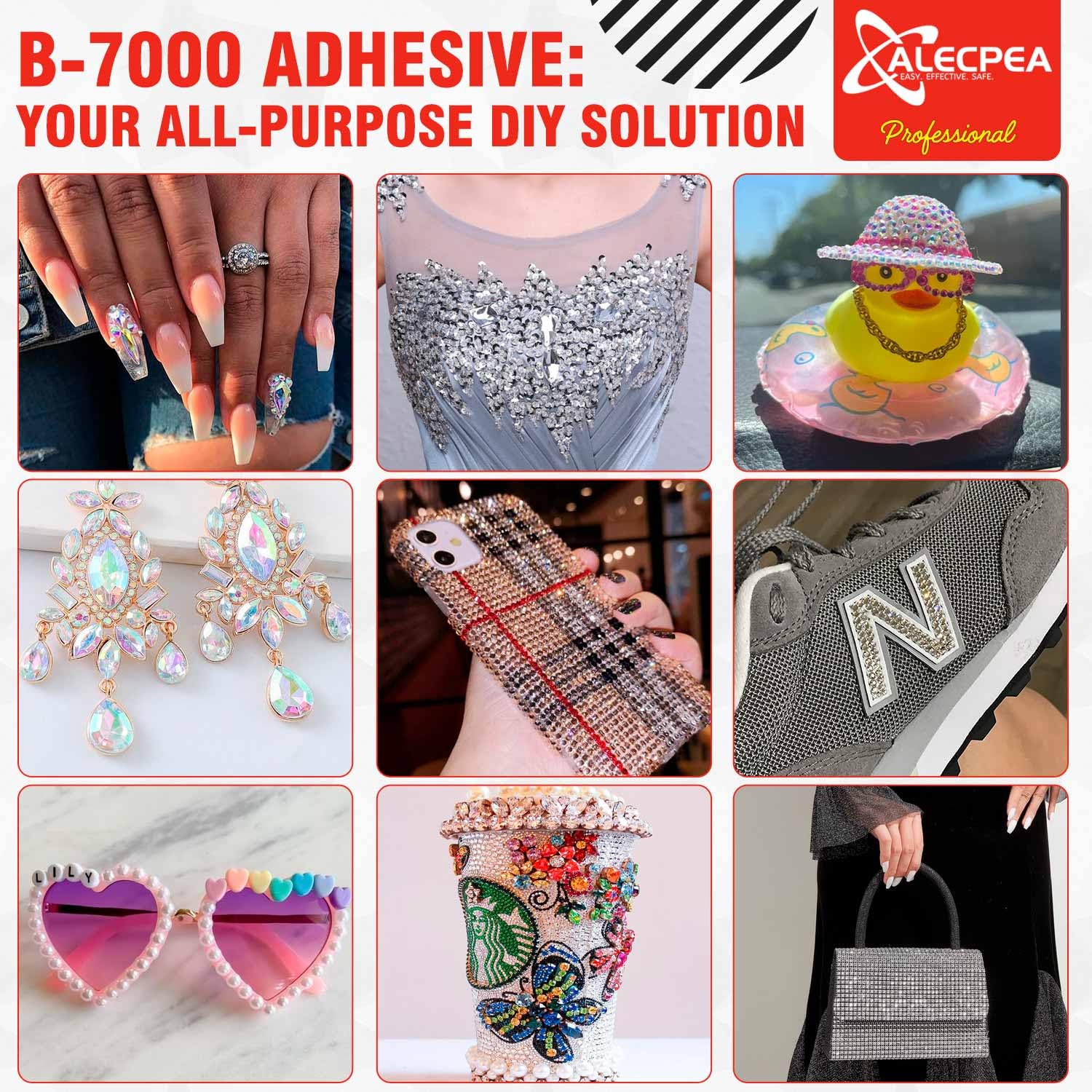 B-7000 Craft Glue for Jewelry Making - 15ml/0.5oz (2 Pack) - Multi-Function B-7000 Super Adhesive Glues Liquid Fusion Glue for Rhinestones Crafts, Clothes Shoes, Fabric, Jewelry Making, Cell Phones