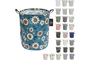 GodenMoninG Collapsible Laundry Basket 62.8L Large Sized Round Waterproof Storage Bin with Handles,Home Decor,Toy Organizer,Children Nursery Hamper. (Bees and sunflowers)