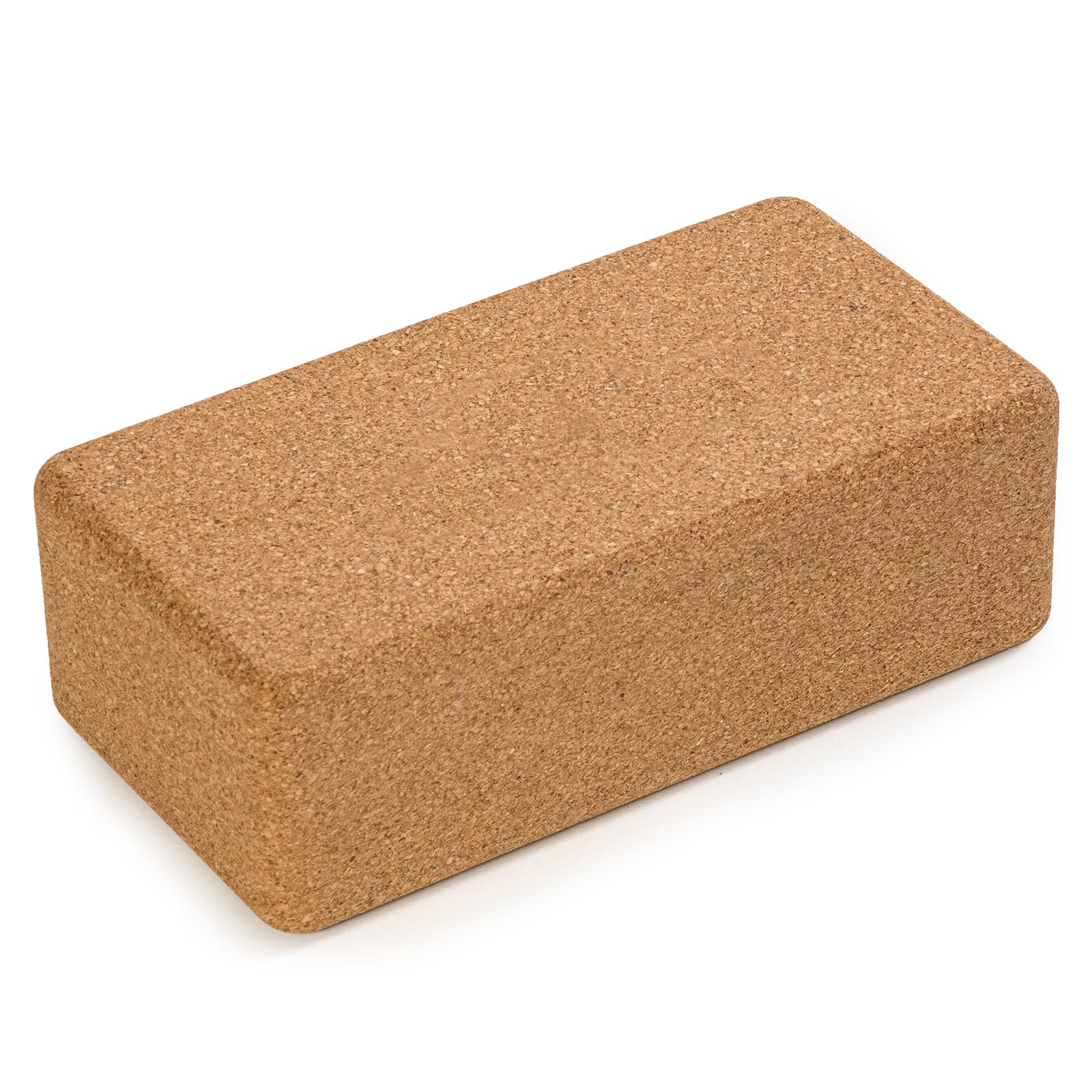 Yoga Studio The Comfortable Cork Yoga Block (22.5cm x 12cm x 7.5cm) Anti-Bacterial Yoga Brick with rounded Edges.