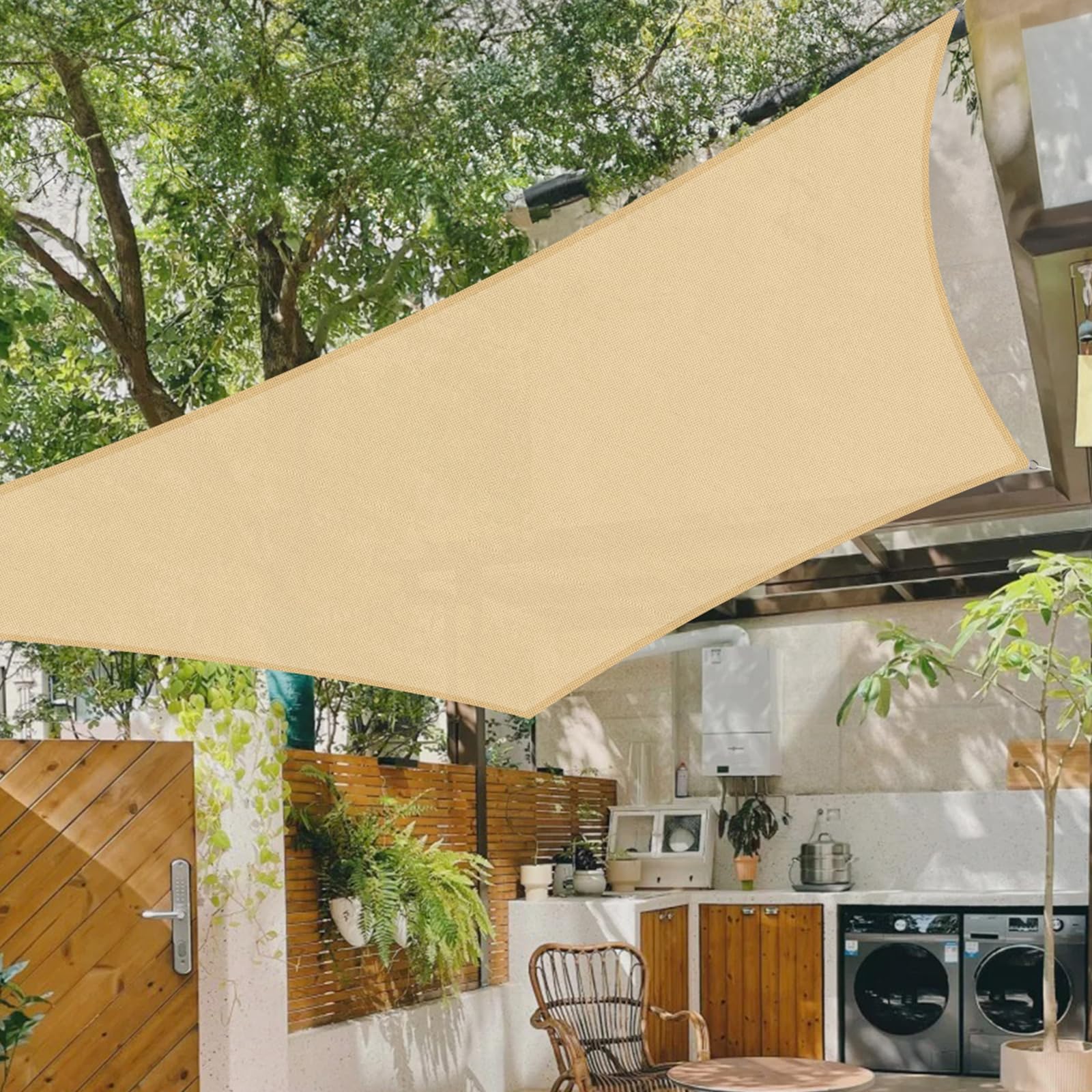 Cool Area Sun Shade Sail 2x2m Rectangle Waterproof, suitable for gardens, terraces and other outdoor,Sand