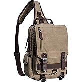 El-fmly Canvas Cross Body Messenger Bag for Men Women Sling Shouler Backpack Travel Rucksack