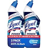 Lysol Toilet Bowl Cleaner Clinging Gel, Power, 24 oz, 2 Pack | Disinfecting, Sanitizing, Deodorizing, Septic Safe, Bleach Free, For Toilet Rings, Limescale, &amp; Hard Water, Bathroom Cleaner