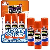 Elmer's Disappearing Purple School Glue Sticks, Washable, 22 Grams, 3 Count - Poster, Vision Board, Back to School Supplies, 