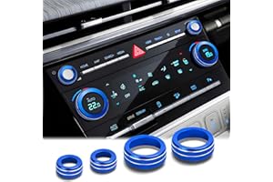 DvlynAuroa 4PCS Aluminum Decorative Switch Ring Trims Cover Set (Blue) – Interior Upgrade, Scratch-Resistant, Non-Slip, Accessories Compatible with 2024–2026 Hyundai Santa Fe & Santa Cruz