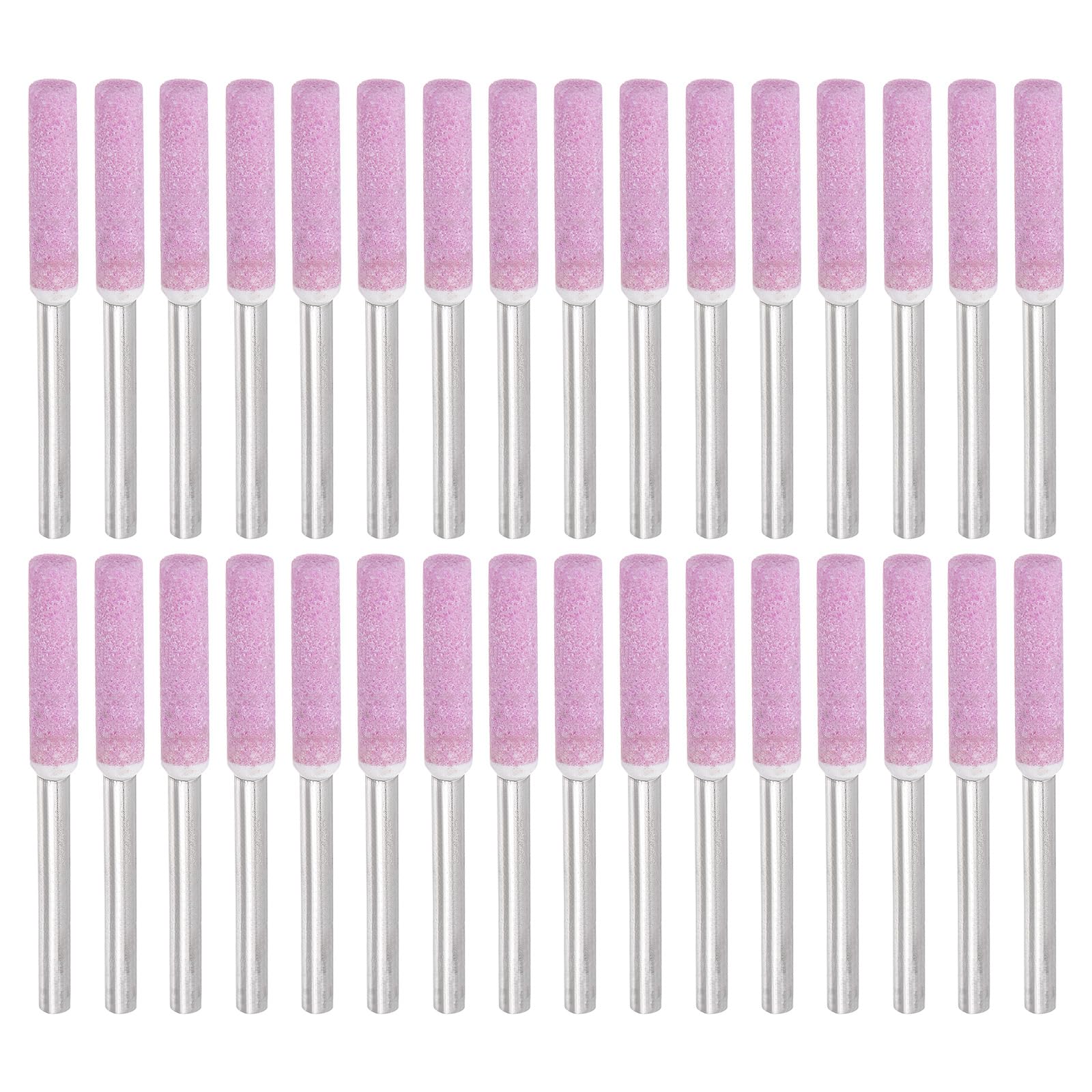 PATIKIL 32 Pcs Diamond Chainsaw Sharpening Kit 3/16 Inch Pink 4.8mm High Hardness Sharpening Stone Polishing Grinding File Tool for Chain Saw Stone Jewelry Wood