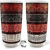 MOTERMATE Western Aztec 20oz Travel Coffee Mug Tumbler, Western Ethnic Native American Pattern Gifts for Women Men, Native American Water Stainless Steel Tumbler with Lid and Straw
