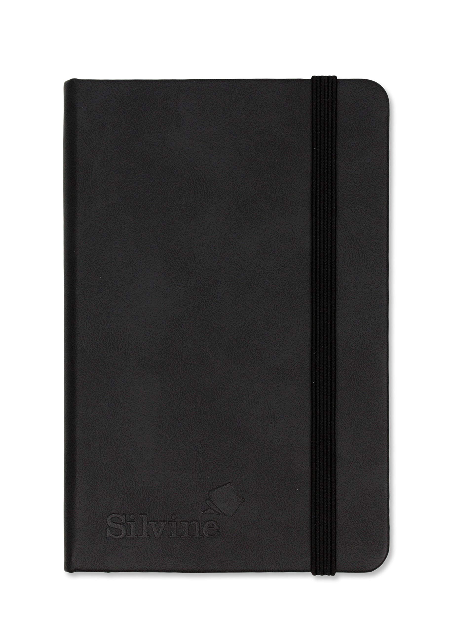 Silvine A6 Executive Hardback Pocket Notebook/Journal Black - Lined 90gsm (160 Pages)