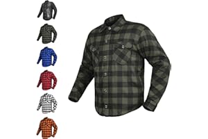 Escape Men's Motorcycle Riding Motorbike Armored Flannel Biker Shirt Reinforced Protective Gear with CE Approved