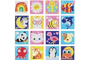 Viicoor 16 Pieces DIY Diamond Painting Stickers Kit, 5D Cartoon Mosaic Gem Arts and Crafts Kit, Sparkling Diamond Stickers(An