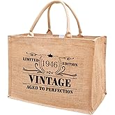 ReJiechu 1946 1947 1948 1949 1950 1951 1952 1953 1954 1955 Burlap Jute Tote Bags for Women, 17" x 6.8" x 11.8"