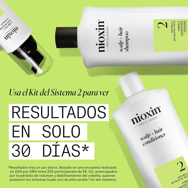 NIOXIN - Sistema 2 - Shampoo Fortalecedor para Cabelo e Couro Cabeludo - Cabelos Naturais com Enfraquecimento Avançado - Biotina e Niacinamida (300ml)