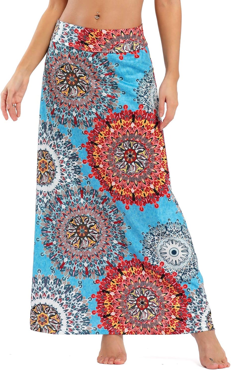 Yinggeli Women's Bohemian Print Long Maxi Skirt