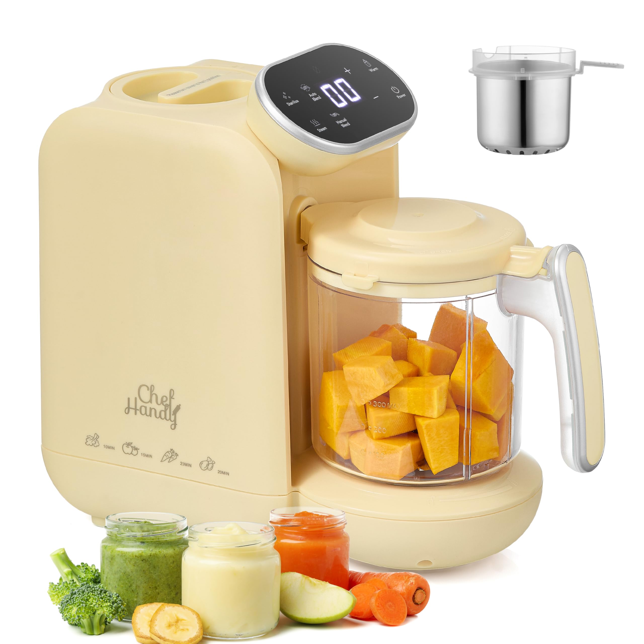 Photo 1 of **USED* UNTESTED** Chefhandy Baby Food Maker, Steamer & Blender with Stainless Steel Basket, Puree Maker with Auto/Manual Blend, Bottle Warmer & Sterili-zer, Safe & Easy-to-Clean Compact Baby Food Processor (Yellow)