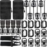 Molle Accessories Kit of 30 Attachments, D-Ring Grimloc Locking Gear Clip Web Dominator Elastic Strings Buckle for 1" Webbing