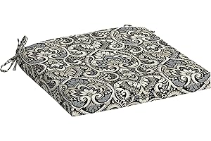 Arden Selections Outdoor Seat Cushion or Rocking Chair Cushion, 19 x 18, Water Repellent, Fade Resistant 18 x 19, Black Aurora Damask