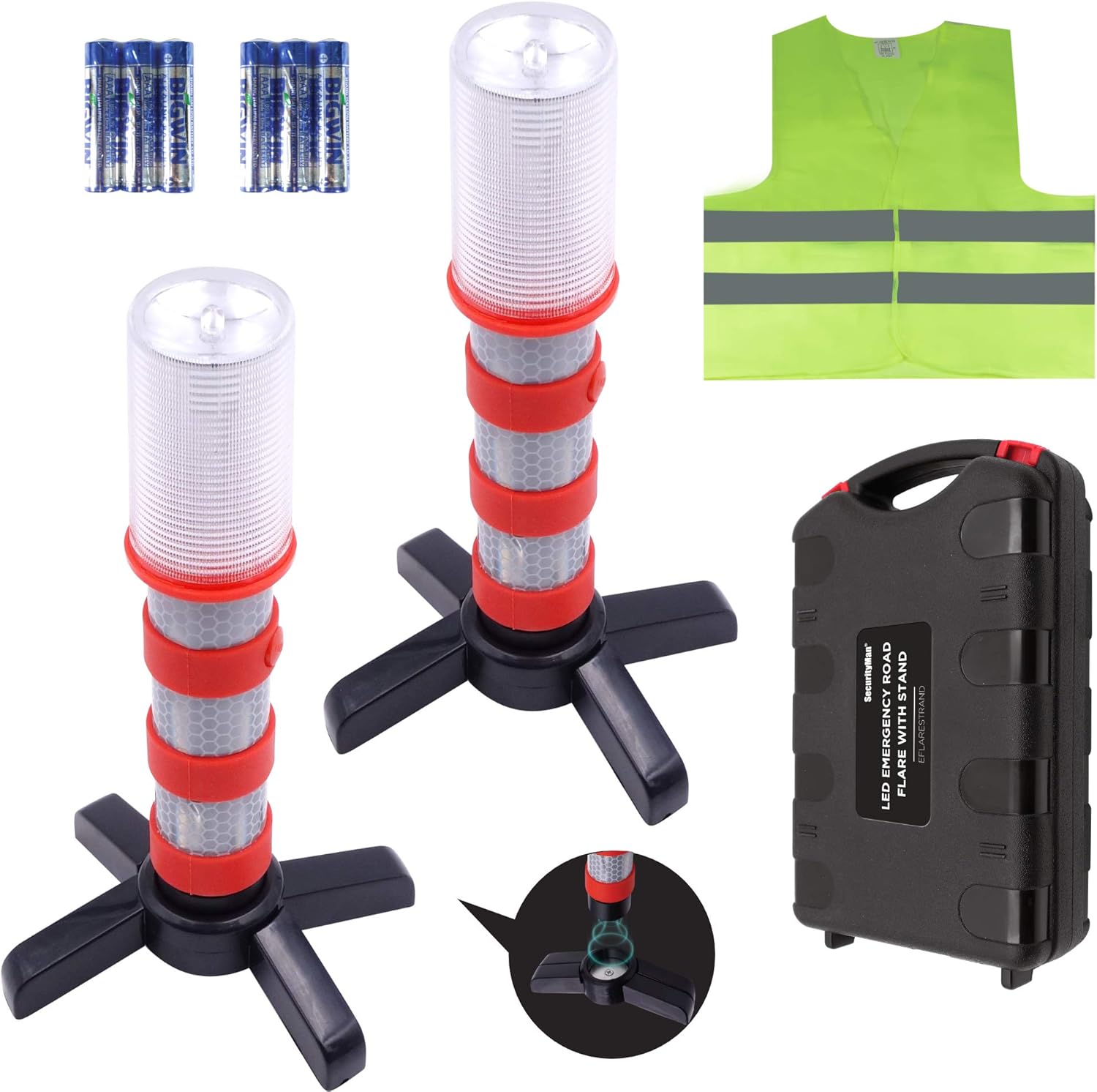 Securityman LED Road Flares (DOT Approved 2 Pack) for Roadside