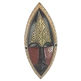 NOVICA Black and Red Sese Wood African Wall Mask